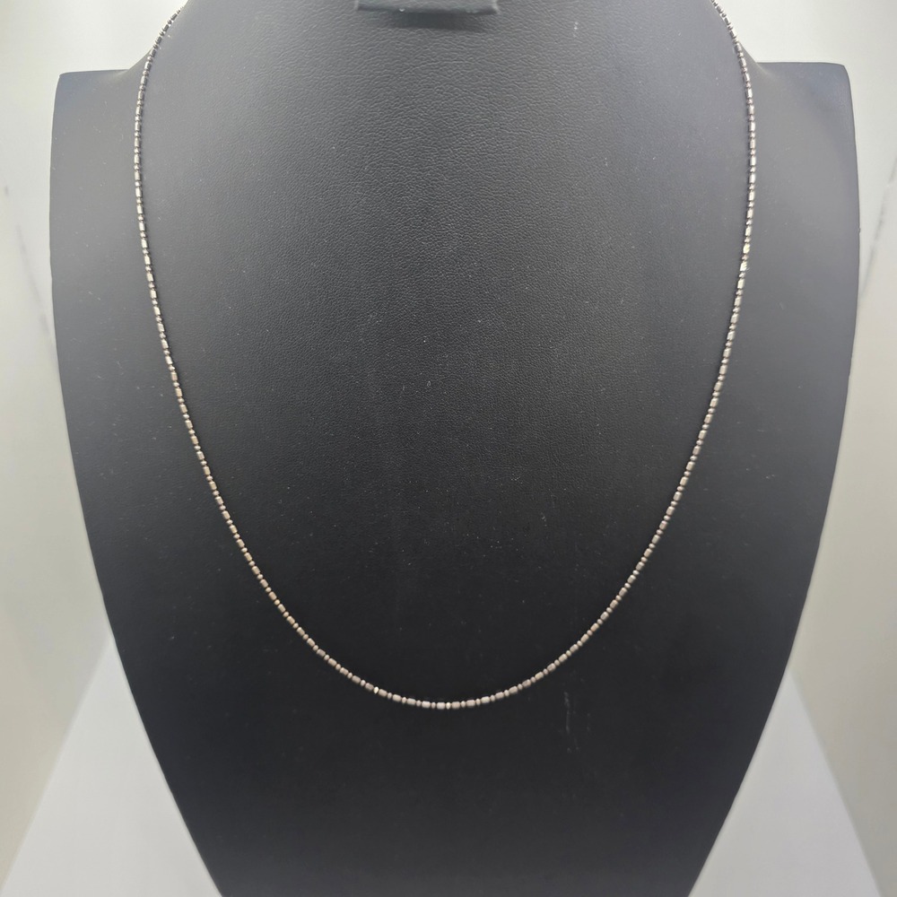 Italy 925 Sterling Silver Bar and Ball Bead Link Chain Necklace 18 Inch Dainty